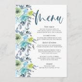 Lichtblauw Geel Groen Bloemen Bruiloft Menu (Voorkant)
