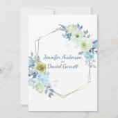 Lichtblauw Geel Groen Bloemmotief Verlovingsfeest Kaart (Achterkant)