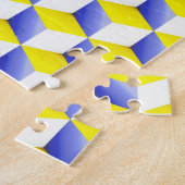 Lichtblauw geel wit schaduwrijke 3D look blokjes Legpuzzel (Zijkant)