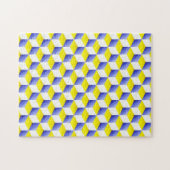 Lichtblauw geel wit schaduwrijke 3D look blokjes Legpuzzel (Horizontaal)
