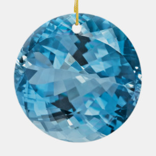 Lichtblauw Gemstone Aquamarine March Birthstone Keramisch Ornament