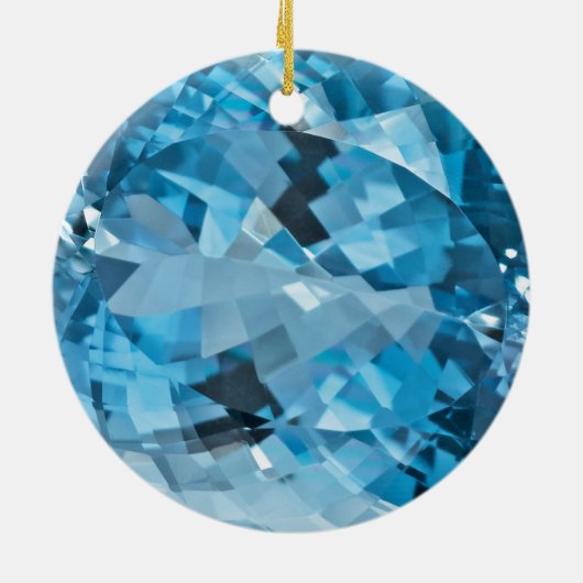 Lichtblauw Gemstone Aquamarine March Birthstone Keramisch Ornament (Achterkant)