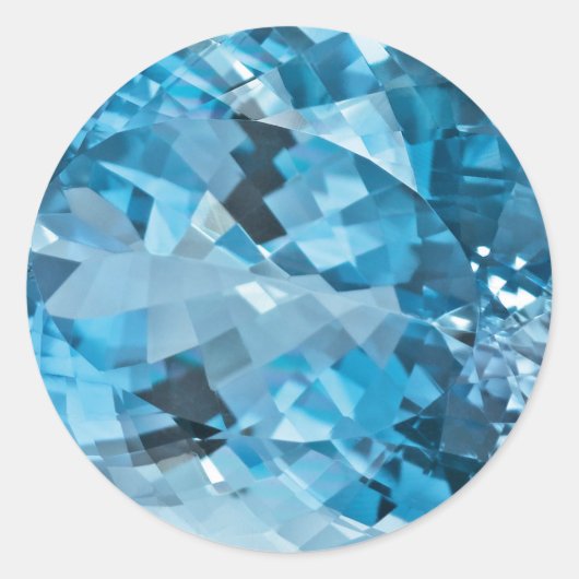 Lichtblauw Gemstone Aquamarine March Birthstone Ronde Sticker (Voorkant)