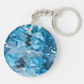Lichtblauw Gemstone Aquamarine March Birthstone Sleutelhanger (Achterkant)