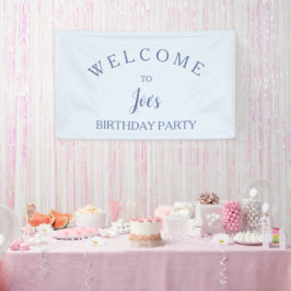 Lichtblauw genderneutraal verjaardagswelkomstbord spandoek