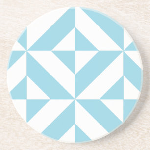Lichtblauw geometrisch deco kubuspatroon zandsteen onderzetter