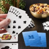 Lichtblauw geometrisch meshpatroon Monogram Pokerkaarten (Insitu)
