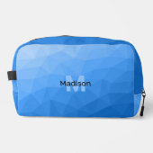 Lichtblauw geometrisch meshpatroon Monogram Toilettasje (Voorkant)