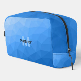 Lichtblauw geometrisch meshpatroon Monogram Toilettasje