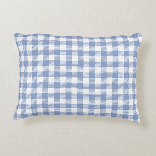 Lichtblauw geruit dessin klassieke geruite print accent kussen (Achterkant)