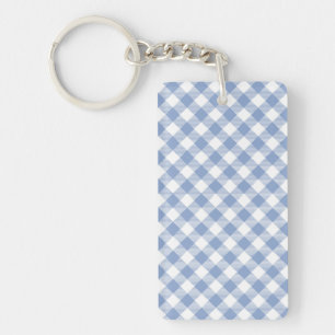 Lichtblauw geruit dessin klassieke geruite print sleutelhanger