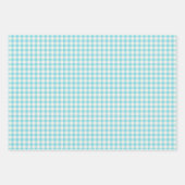 Lichtblauw geruit katoen baby shower inpakpapier vel (Voorkant)