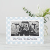 Lichtblauw geruite | Rustiek | AANGEPASTE vakantie Feestdagenkaart (Staand voorkant)