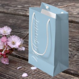 Lichtblauw gestileerd schrift trouwjurk bruidsmeis klein cadeauzakje