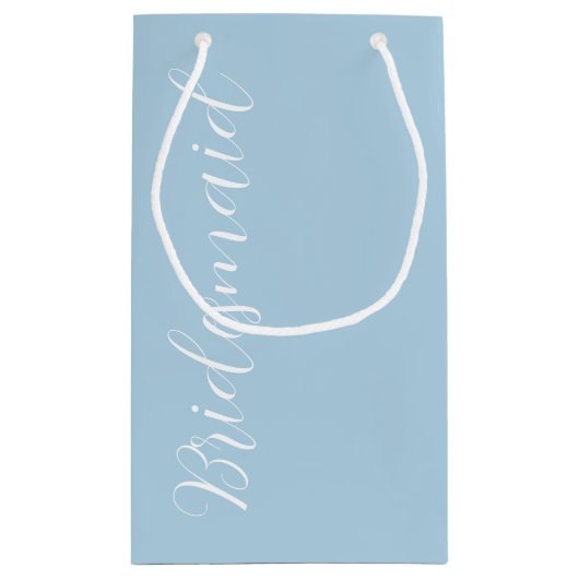 Lichtblauw gestileerd script bruiloft bruidsmeisje klein cadeauzakje (Achterkant)