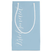 Lichtblauw gestileerd script bruiloft bruidsmeisje klein cadeauzakje (Voorkant)