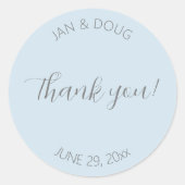 Lichtblauw gestileerde bruiloft Dank u Ronde Sticker (Voorkant)