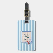Lichtblauw gestreepte Anker Monogram Bagagelabel (Voorkant verticaal)