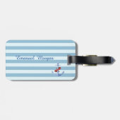Lichtblauw gestreepte Anker Monogram Bagagelabel (Achterkant horizontaal)