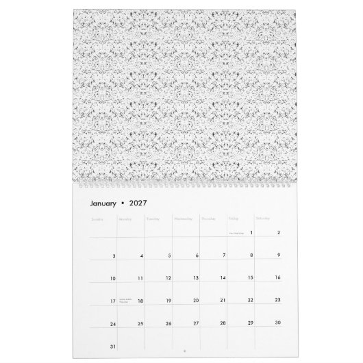 Lichtblauw gestructureerd patroon met kleine, herh kalender (Jan 2027)
