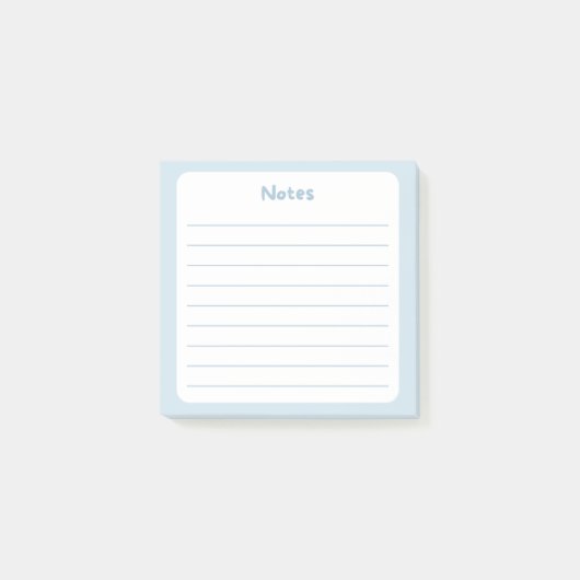 Lichtblauw gevoerd Sticky Note Pad (Voorkant)