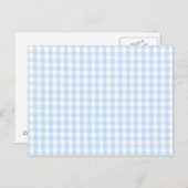 Lichtblauw gingham-patroon briefkaart (Voorkant / Achterkant)