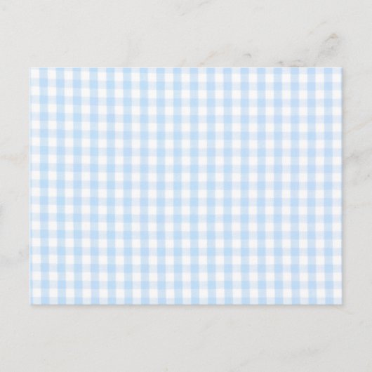 Lichtblauw gingham-patroon briefkaart (Voorkant)