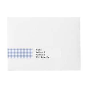 Lichtblauw Gingham Patroon Klassieke Geruite Print Adreslabel Wikkel