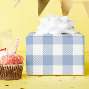 Lichtblauw Gingham Patroon Klassieke Geruite Print Cadeaupapier