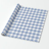Lichtblauw Gingham Patroon Klassieke Geruite Print Cadeaupapier (Uitgerold)