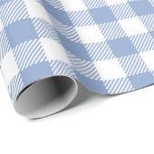 Lichtblauw Gingham Patroon Klassieke Geruite Print Cadeaupapier (Rol Hoek)
