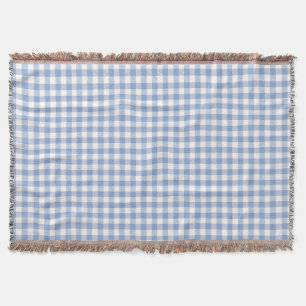 Lichtblauw Gingham Patroon Klassieke Geruite Print Deken