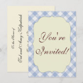 Lichtblauw Gingham Patroon Klassieke Geruite Print Kaart (Voorkant / Achterkant)