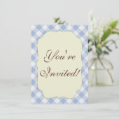 Lichtblauw Gingham Patroon Klassieke Geruite Print Kaart (Staand voorkant)