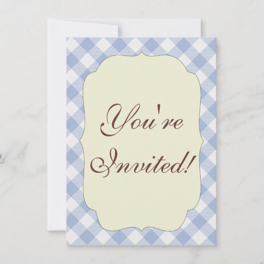 Lichtblauw Gingham Patroon Klassieke Geruite Print Kaart (Voorkant)