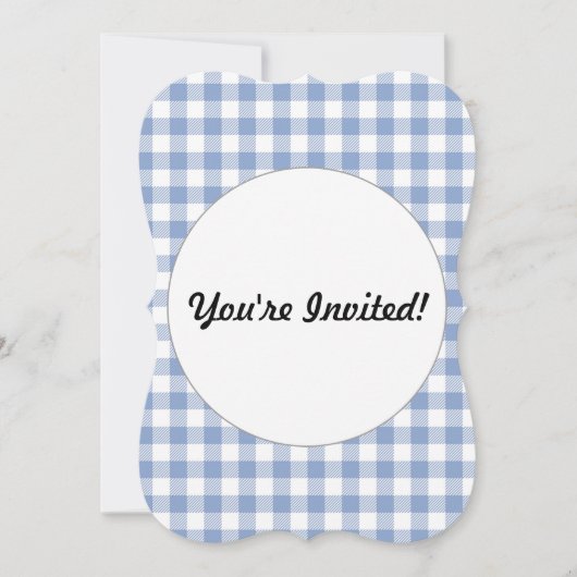 Lichtblauw Gingham Patroon Klassieke Geruite Print Kaart (Voorkant)