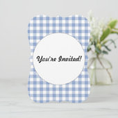 Lichtblauw Gingham Patroon Klassieke Geruite Print Kaart (Staand voorkant)