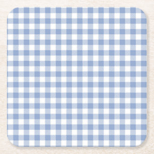 Lichtblauw Gingham Patroon Klassieke Geruite Print Kartonnen Onderzetters