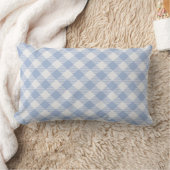 Lichtblauw Gingham Patroon Klassieke Geruite Print Kussen (Deken)