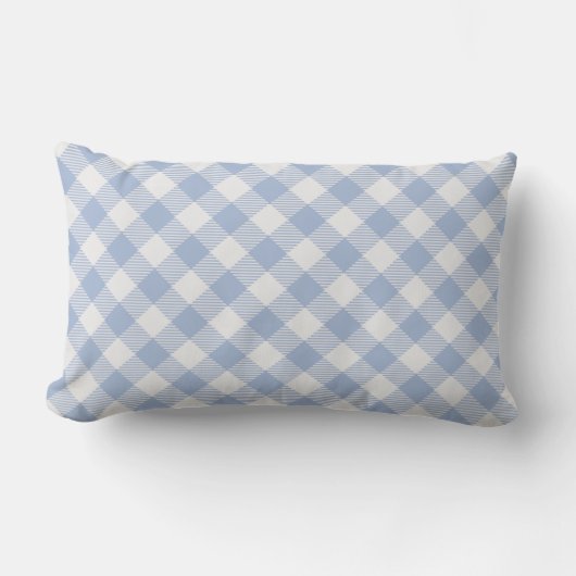 Lichtblauw Gingham Patroon Klassieke Geruite Print Kussen (Voorkant)