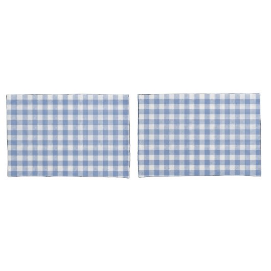 Lichtblauw Gingham Patroon Klassieke Geruite Print Kussensloop (Voorkant-Set)