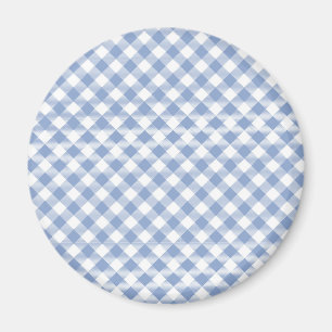 Lichtblauw Gingham Patroon Klassieke Geruite Print Magneet