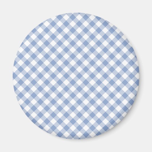 Lichtblauw Gingham Patroon Klassieke Geruite Print Magneet (Voorkant)