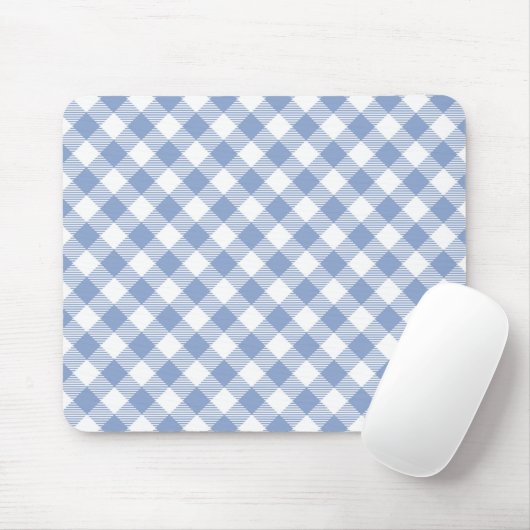 Lichtblauw Gingham Patroon Klassieke Geruite Print Muismat (Met muis)
