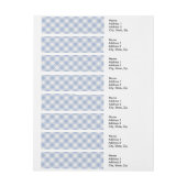Lichtblauw Gingham Patroon Klassieke Geruite Print Omwikkelbaar Adreslabel (Vel)