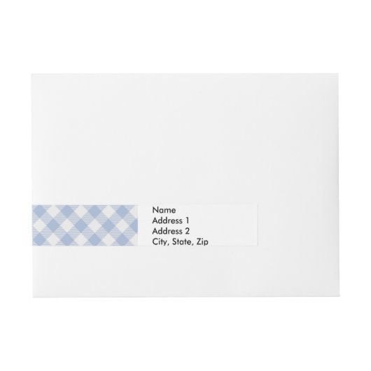 Lichtblauw Gingham Patroon Klassieke Geruite Print Omwikkelbaar Adreslabel (Voorkant)