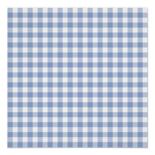 Lichtblauw Gingham Patroon Klassieke Geruite Print Perfect Poster (Voorkant)