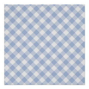 Lichtblauw Gingham Patroon Klassieke Geruite Print Poster