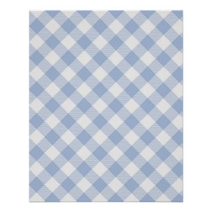 Lichtblauw Gingham Patroon Klassieke Geruite Print Poster