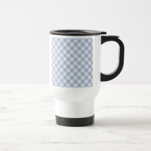 Lichtblauw Gingham Patroon Klassieke Geruite Print Reisbeker